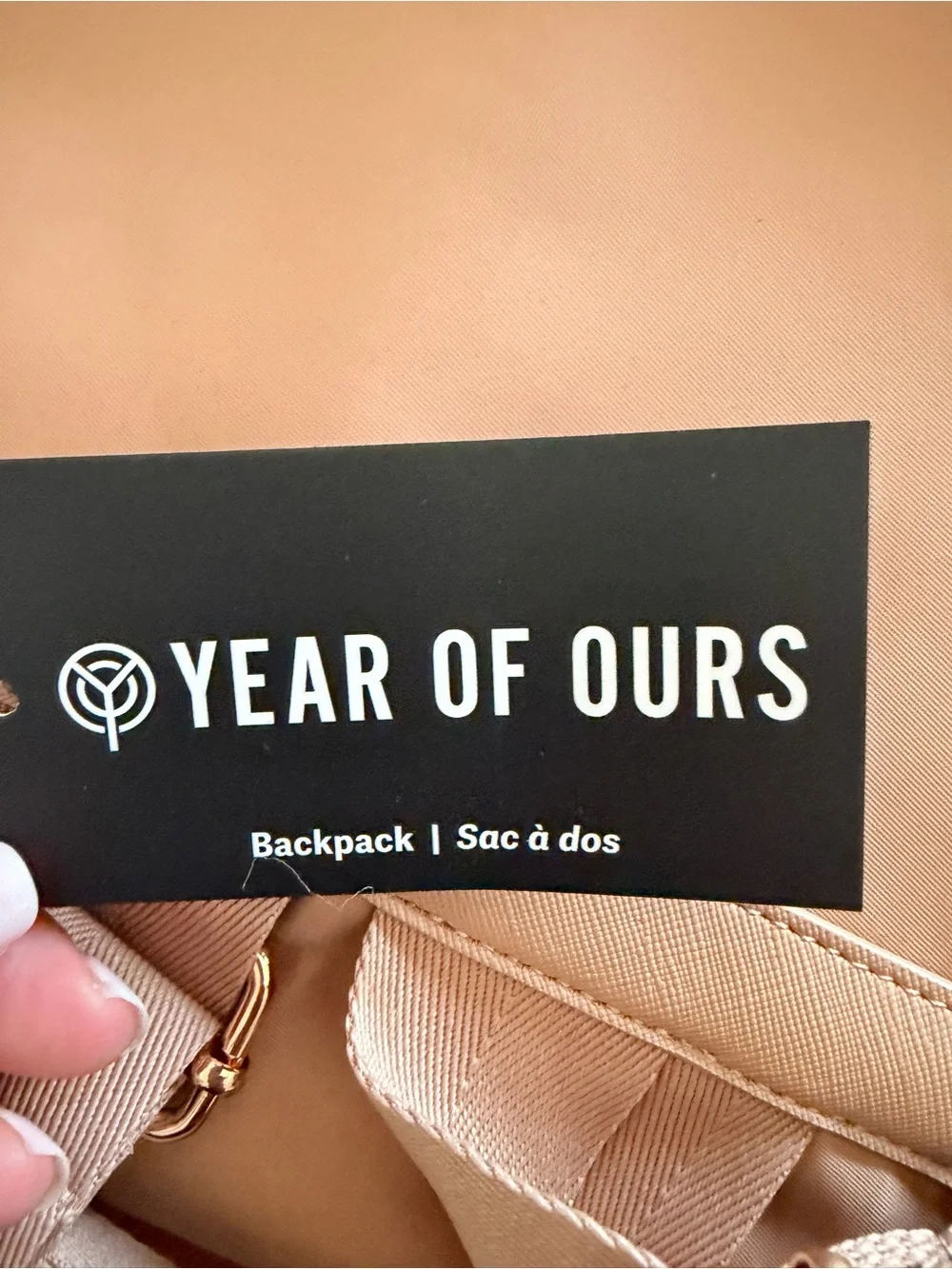 Year of Ours Blush Peach Faux Leather Backpack